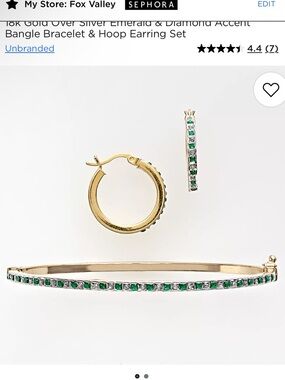 Kohl's Gold-Tone Bracelet & Hoop Set with Green Accents